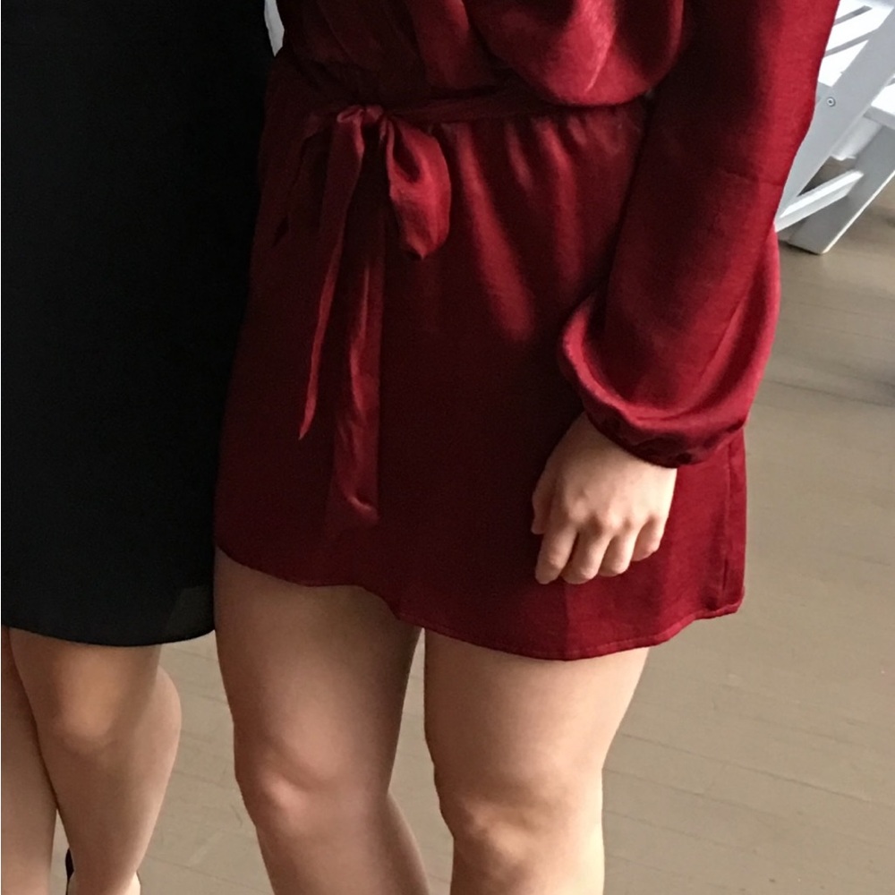 Red Long Sleeve Bishop Sundress for Wedding Guest